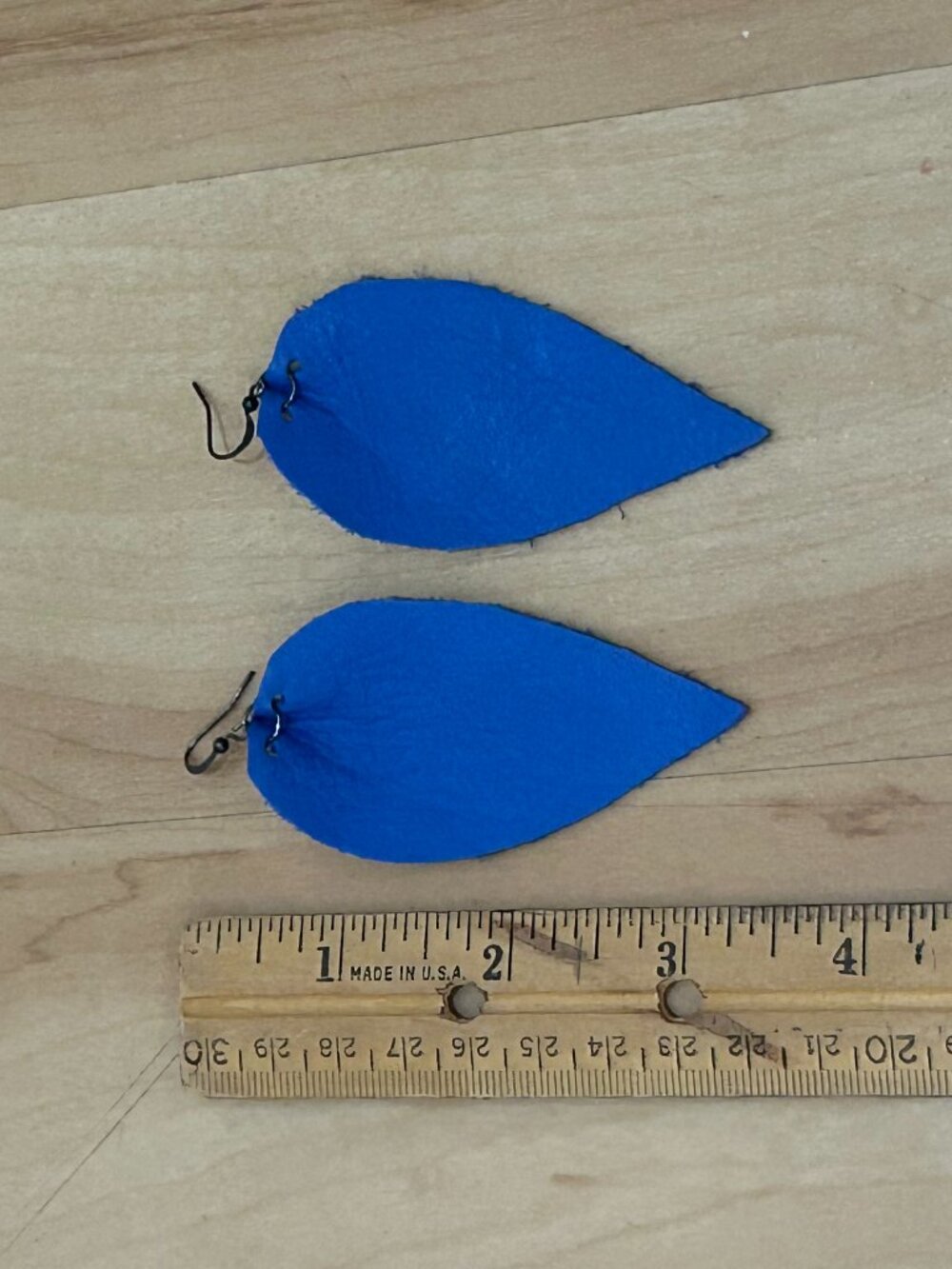 Hand Made Suede "Feather" Earrings - Cobalt Blue